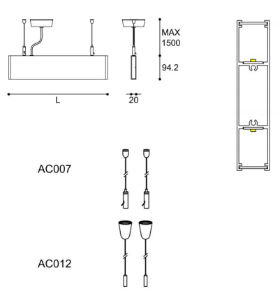 LED-048B suspension linear lamp，up