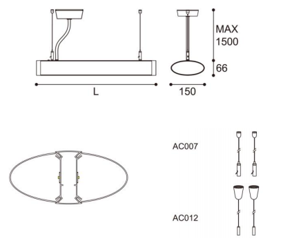 LED suspension linear lamp aluminium lighting fixture up and down light indoor chandelier lamp for office and commercial use LED-027H