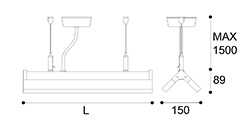 LED-080 LED acrylic suspension linear lamp and chandelier direct light indoor lamp for office and commercial use