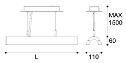 LED suspension linear lamp aluminium lighting fixture indoor chandelier lamp for office and commercial use LED-066