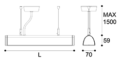 LED suspension linear lamp aluminium lighting fixture indoor chandelier lamp for office and commercial use LED-012