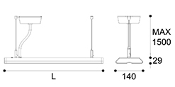 LED suspension linear lamp aluminium lighting fixture indoor chandelier lamp for office and commercial use LED-056