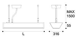 LED suspension linear lamp aluminium lighting fixture indoor chandelier lamp for office and commercial use LED-050