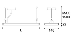 LED suspension linear lamp aluminium lighting fixture up and down light indoor chandelier lamp for office and commercial use LED-029B