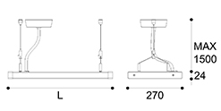 LED suspension linear lamp aluminium lighting fixture up and down light indoor chandelier lamp for office and commercial use LED-029C