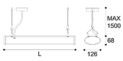 LED suspension linear lamp aluminium lighting fixture up and down light indoor chandelier lamp for office and commercial use LED-032