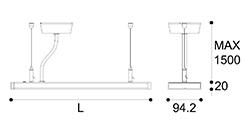 LED suspension linear lamp aluminium lighting fixture indirect light indoor chandelier lamp for office and commercial use LED-048