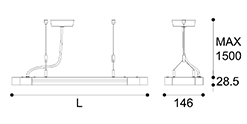 LED suspension linear lamp aluminium lighting fixture direct light indoor chandelier lamp for office and commercial use LED-021C