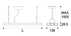 LED suspension linear lamp aluminium lighting fixture direct light indoor chandelier lamp for office and commercial use LED-021B