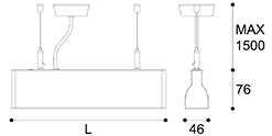 LED suspension linear lamp aluminium lighting fixture direct ilumination indoor chandelier lamp for office and commercial use LED-043