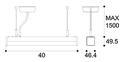 LED suspension linear lamp aluminium lighting fixture direct ilumination indoor chandelier lamp for office and commercial use LED-040A