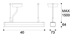 LED suspension linear lamp aluminium lighting fixture direct ilumination indoor chandelier lamp for office and commercial use LED-041A