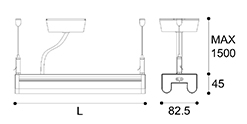 LED suspension linear lamp aluminium lighting fixture direct ilumination indoor chandelier lamp for office and commercial use LED-002A