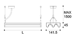 LED suspension linear lamp aluminium lighting fixture direct ilumination indoor chandelier lamp for office and commercial use LED-003A