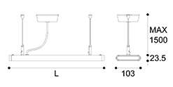 LED suspension linear lamp aluminium lighting fixture direct ilumination linkable lamp indoor chandelier lamp for office and commercial use LED-015