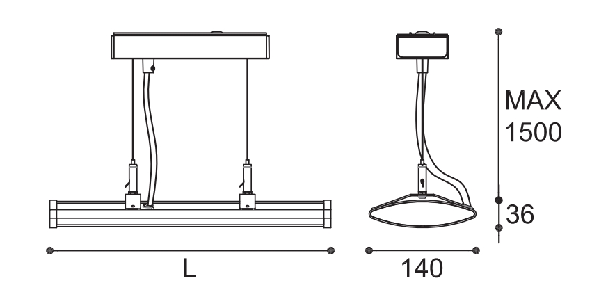 LED suspension linear lamp aluminium lighting fixture up and down light indoor chandelier lamp for office and commercial use LED-038