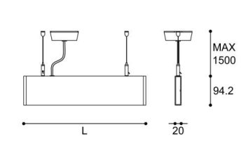 LED-048B  suspension linear lamp，up & down light, slip and modern design ,driver inside, indoor chandelier lamp for office and commercial use 