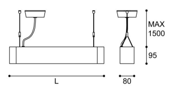 LED-090Y suspension linear lamp up and down light indoor chandelier lamp for office and commercial use 